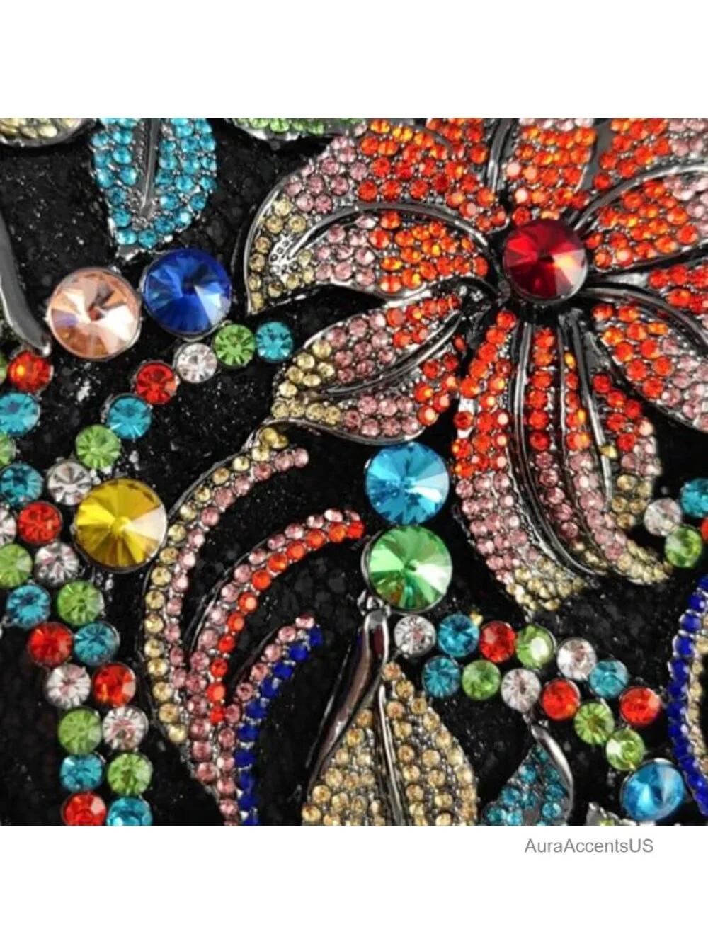 Mini Crystal Floral Clutch Evening Bag Heavy Crystal Hard Case Handbag